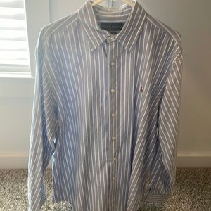 Blue and white striped polo Ralph Lauren button down shirt